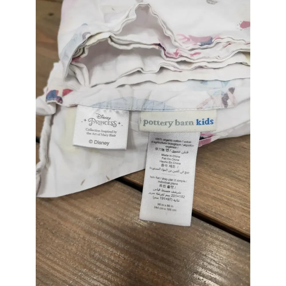 Pottery Barn Princess Disney Twin Size Fitted & Flat Sheet No Pillow Case